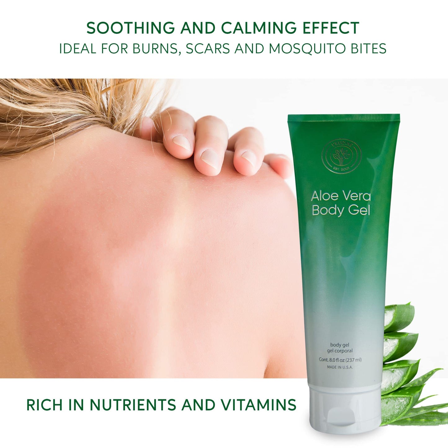L’EUDINE Aloe Vera Gel - Pack of 3 - 8Fl Oz Aloe Vera Lotion - Premium Aloe Vera for Hair, Face and Body - Rich in Nutrients and Vitamins - Ideal