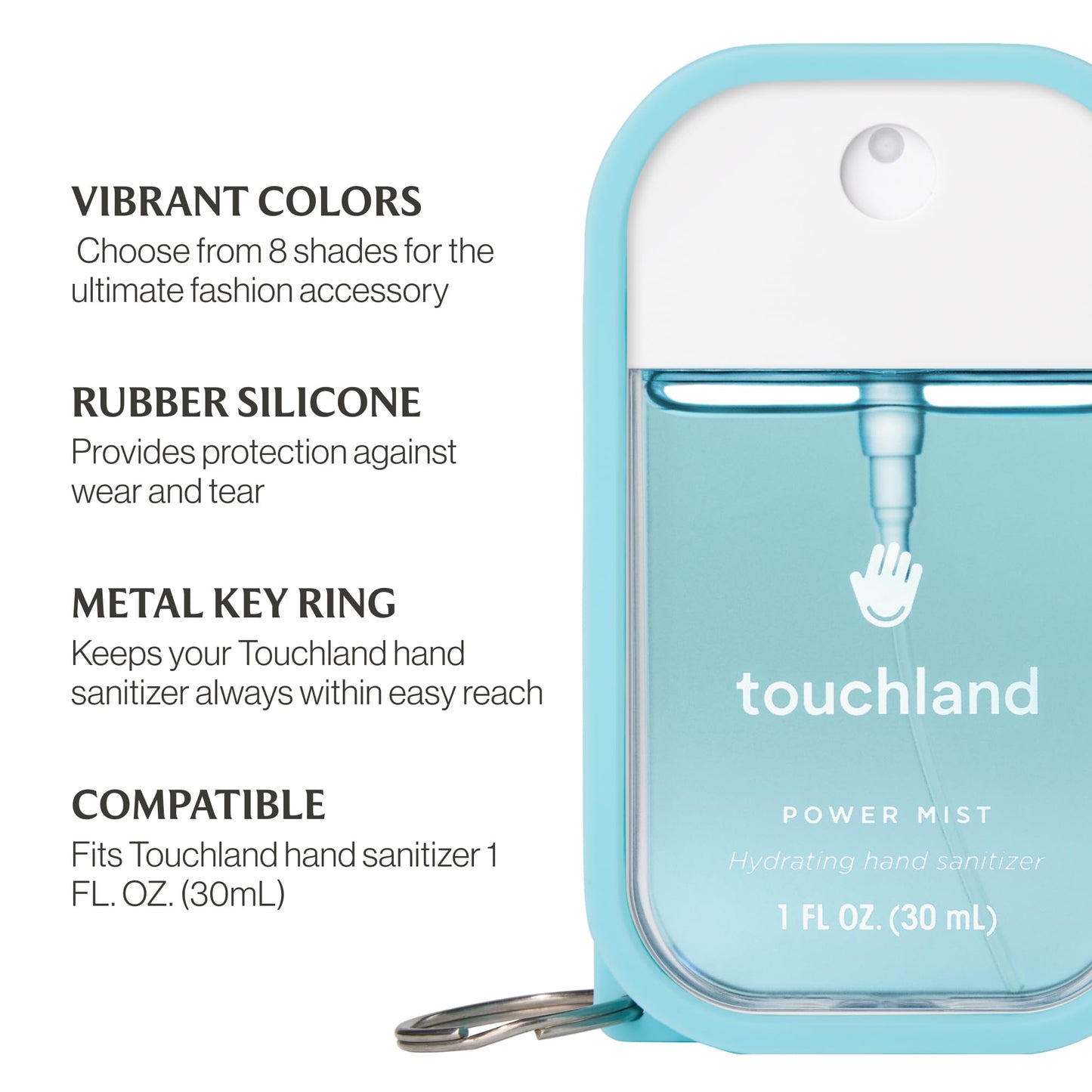 Touchland Silicone Hand Mist Case with Keyring, 1 FL OZ - Frosty Blue Beauty and Personal Care Touchland