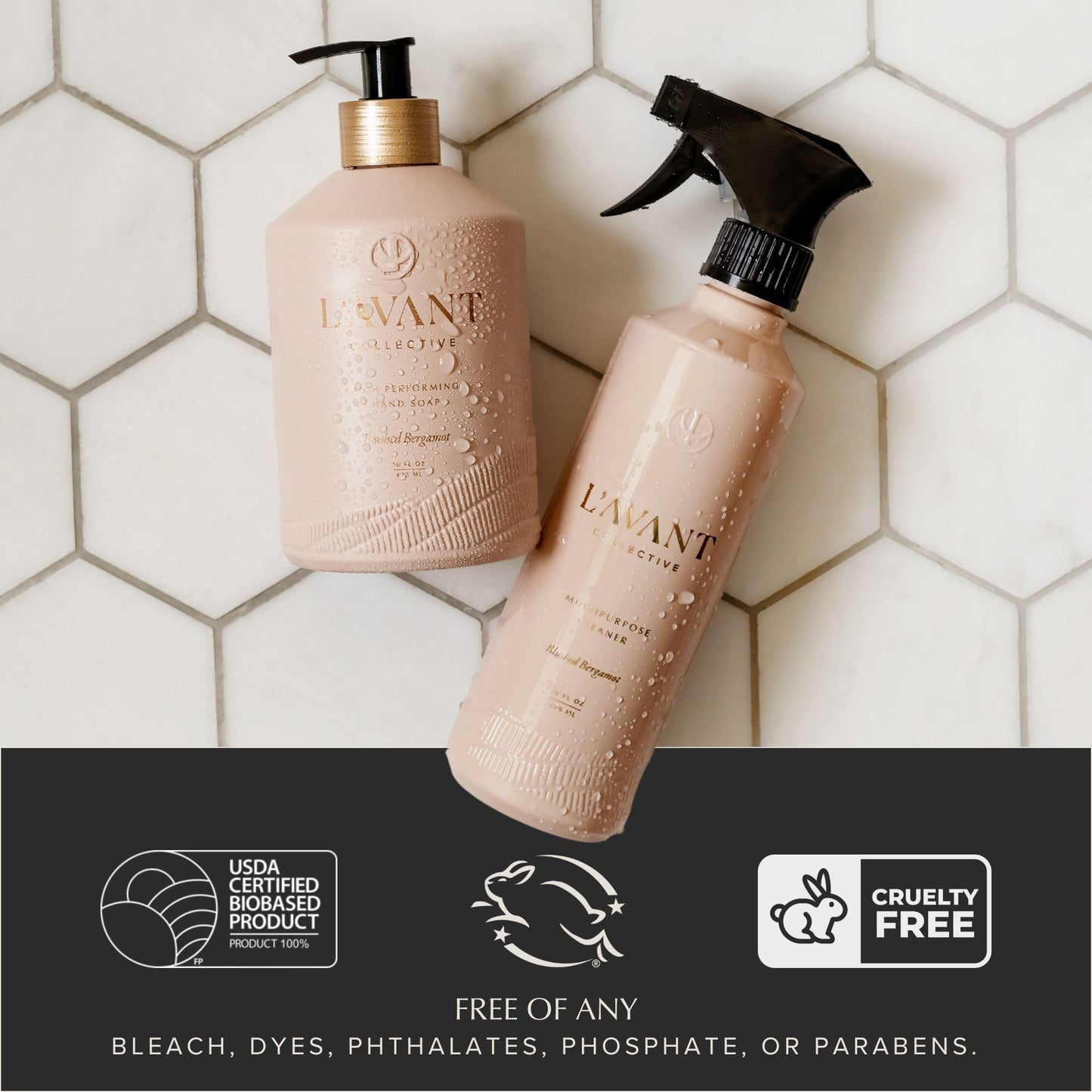 L'AVANT Collective Natural Luxury Hand Soap | Plant-Based, Non-Toxic & Moisturizing, Safe for Kids & Pets, Refillable Glass Bottle with Pump, 16 Fl