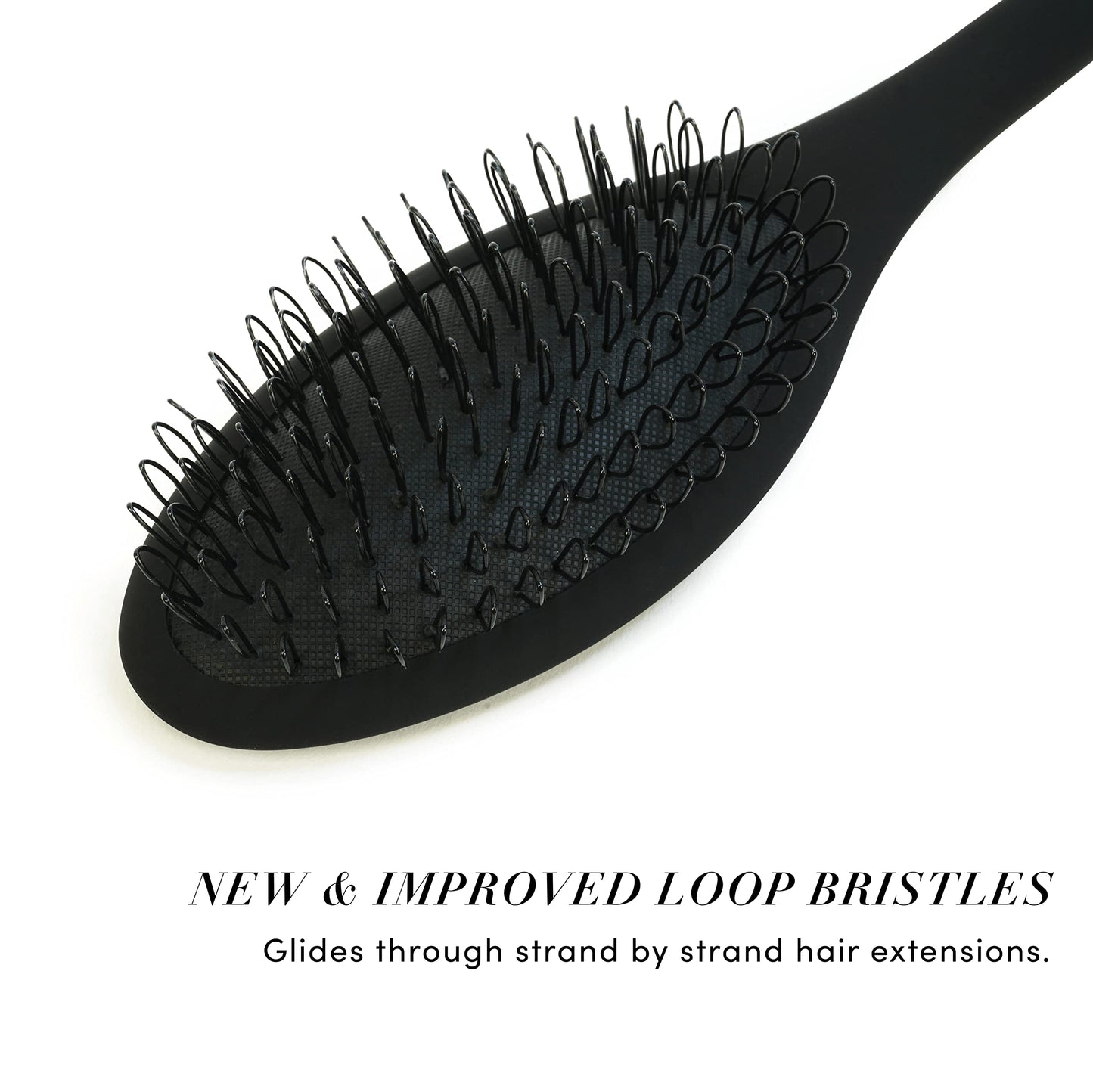 The Hair Shop Black Loop Brush - Salon Professional Grade with Matted Black and Ergonomic Design - Safe Detangler Tool for 100% Remy Human