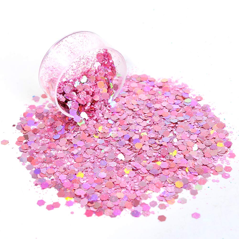 Holographic Chunky Sequins 12 Colors Mixed Laser Cosmetic Glitter for Face, Body, Eye, Hair, Nail Art, Lip Gloss - Festival Glitter Makeup