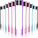 Yaomiao 12 Pieces Hair Edge Brushes Double Sided Edge Hair Comb Natural Styling Eyebrow Combs, Smooth Grooming for Women, 6 Random Colors