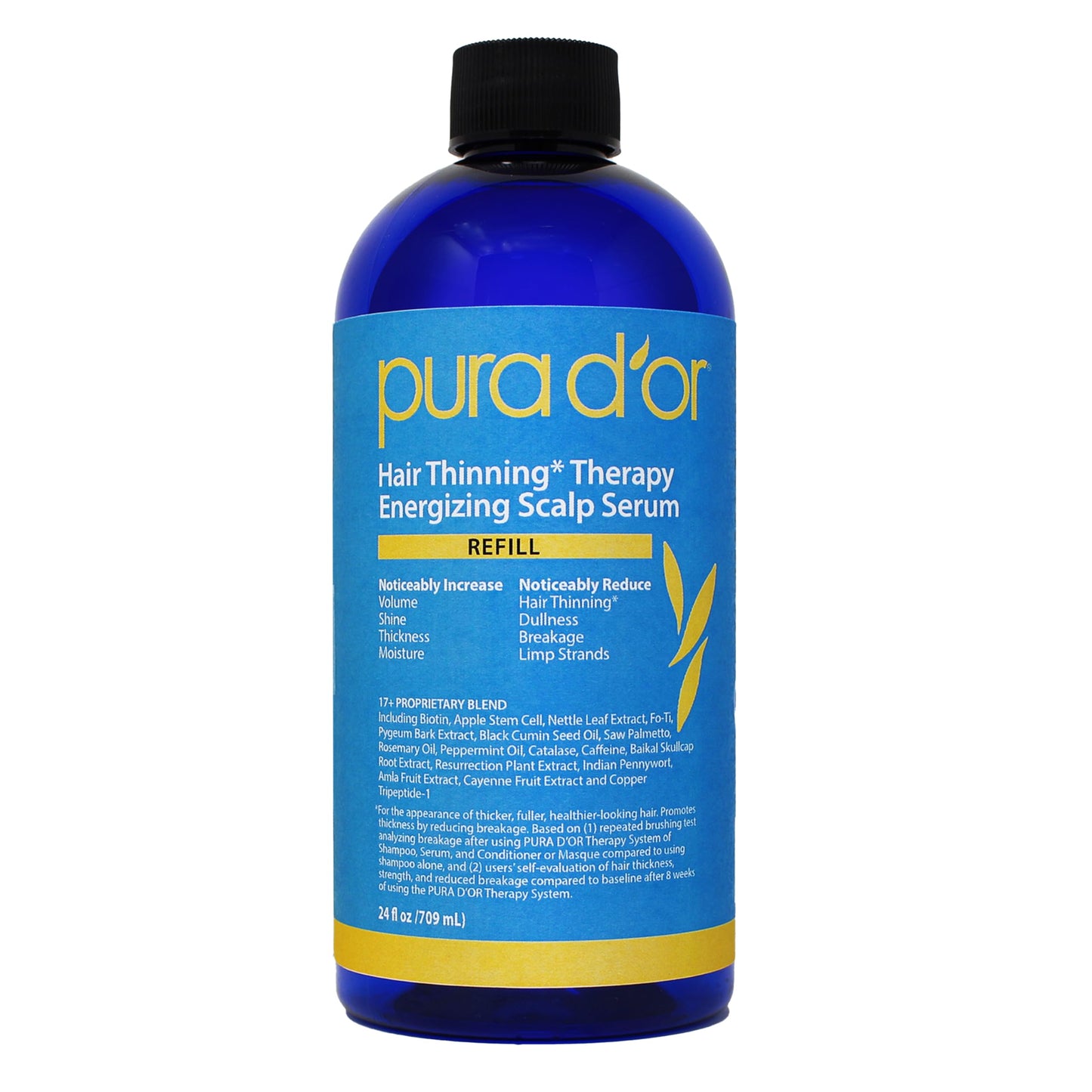 PURA D'OR 24 Oz Hair Thinning Therapy Energizing Scalp Serum Revitalizer - LARGE Refill Bottle - Argan Oil, Biotin, Caffeine, Stem Cell & Catalase Beauty and Personal Care PURA D'OR Default Title