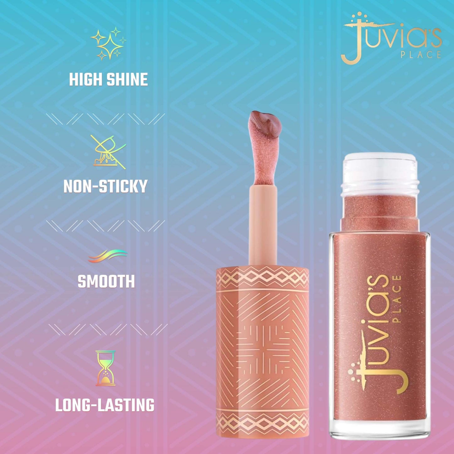Juvia's Place Nubian Earth Glass Lip Gloss Mirage - Non-sticky Lip Gloss Makeup, Hydrating, Tinted, Shine & Glow Lip Makeup, Beauty & Personal Care