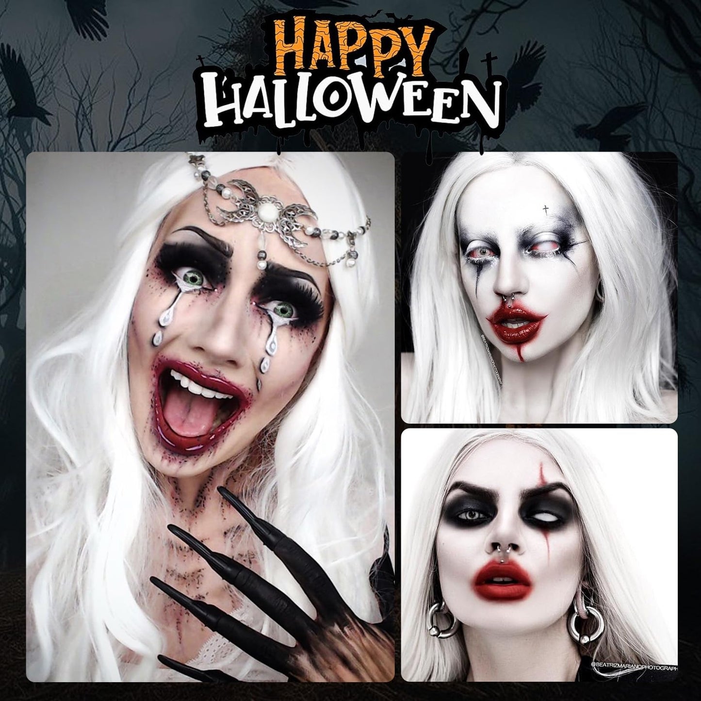 Makeup Hair White, Washable White Hair Dye for Cosplay, Halloween & Theatre - Non-Staining, Quick-Dry Formula, Idea for Dress Up Party, Santa Claus's
