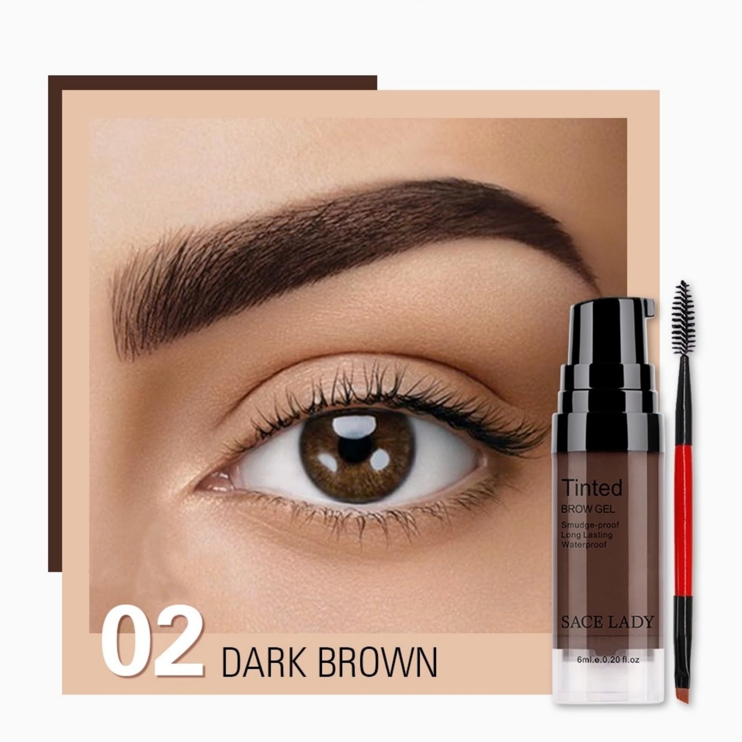SACE LADY 3D Eyebrow Gel Long Lasting 24 Hours Waterproof Smudge-proof Brow Cream Makeup Kit (02 DARK BROWN, 0.2Fl Oz) Beauty and Personal Care SACE LADY