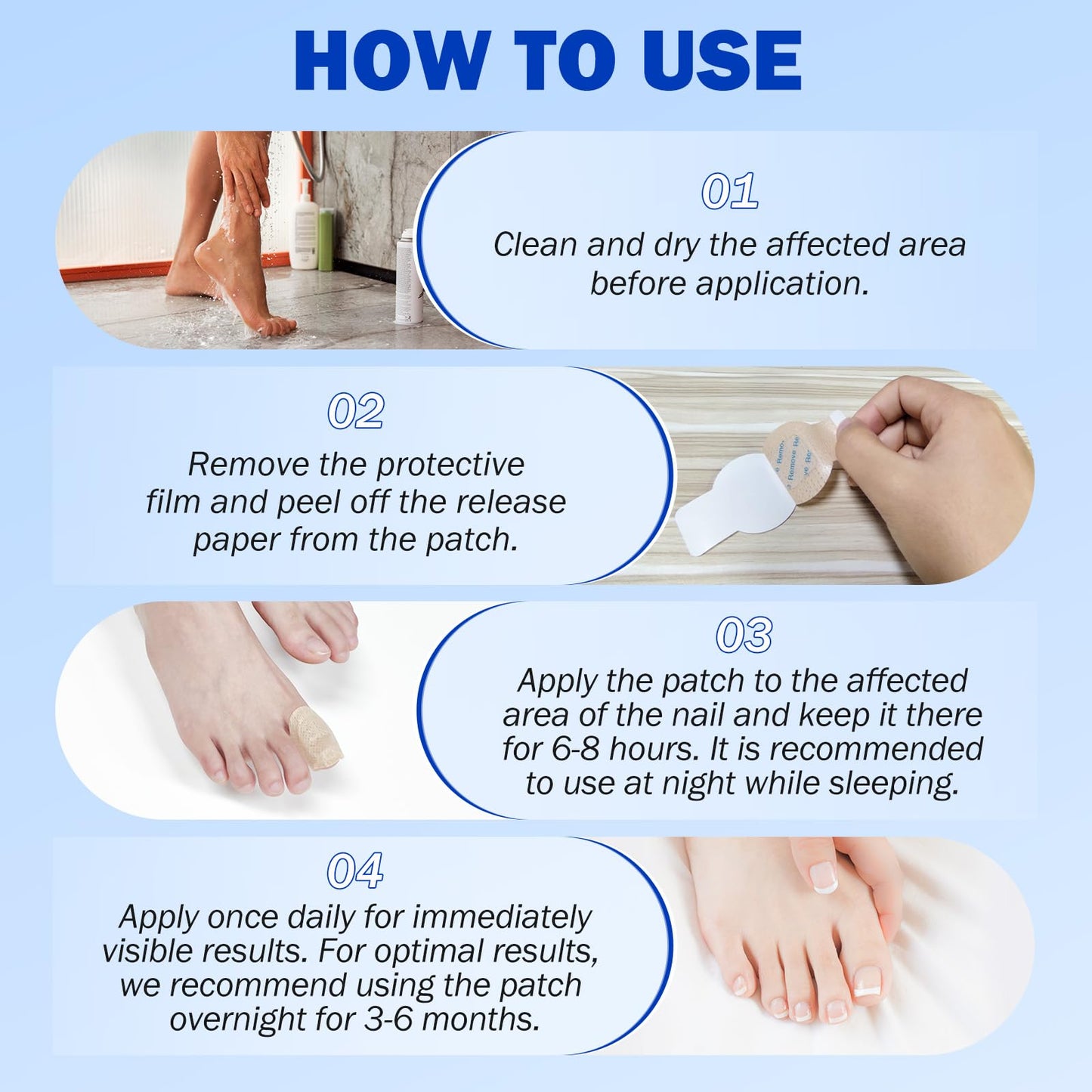 Fungal Nail Patches 42 PCS, Toenail Treatment Extra Strength 8-Hour Overnight Nail Fast Acting Repair Effortless Hydrogel Nail Care and Repair Beauty and Personal Care FANSHI