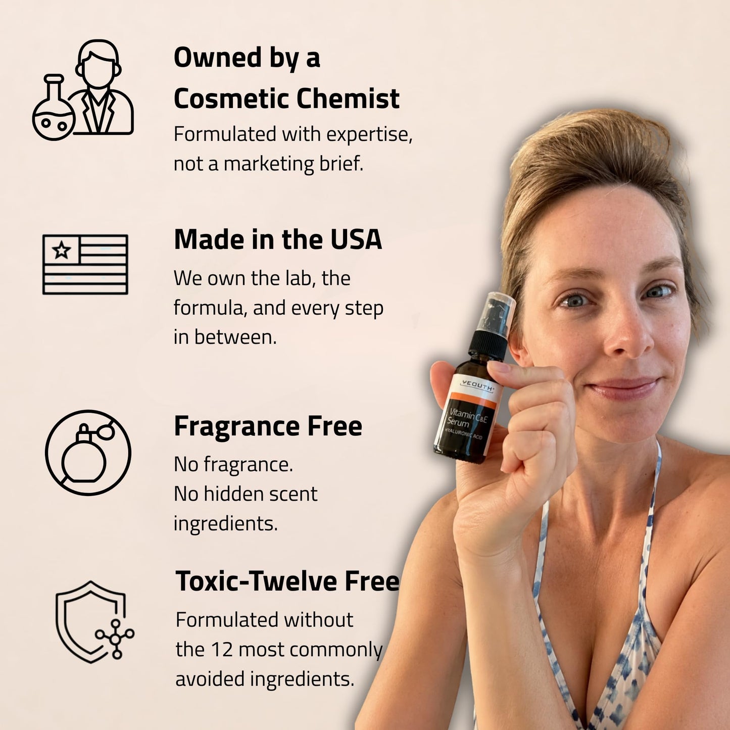 YEOUTH Vitamin C Serum for Face with Hyaluronic Acid and Vitamin E, Brightening Face Serum Targets the Appearance of Fine Lines and Uneven Skin Tone