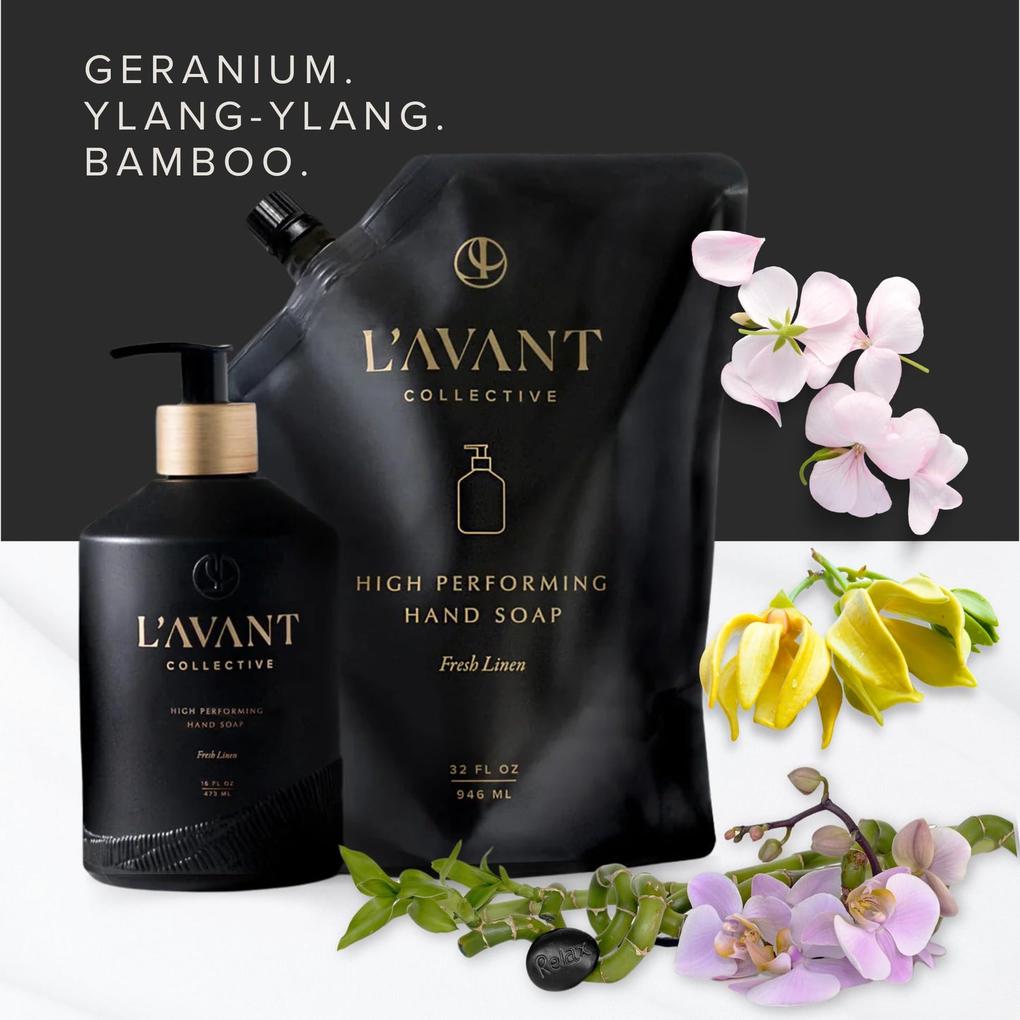 L'AVANT Collective Natural Luxury Hand Soap Refill | Plant-Based, Non-Toxic & Moisturizing, Refill for Glass Bottle, 32 Fl Oz | Fresh Linen