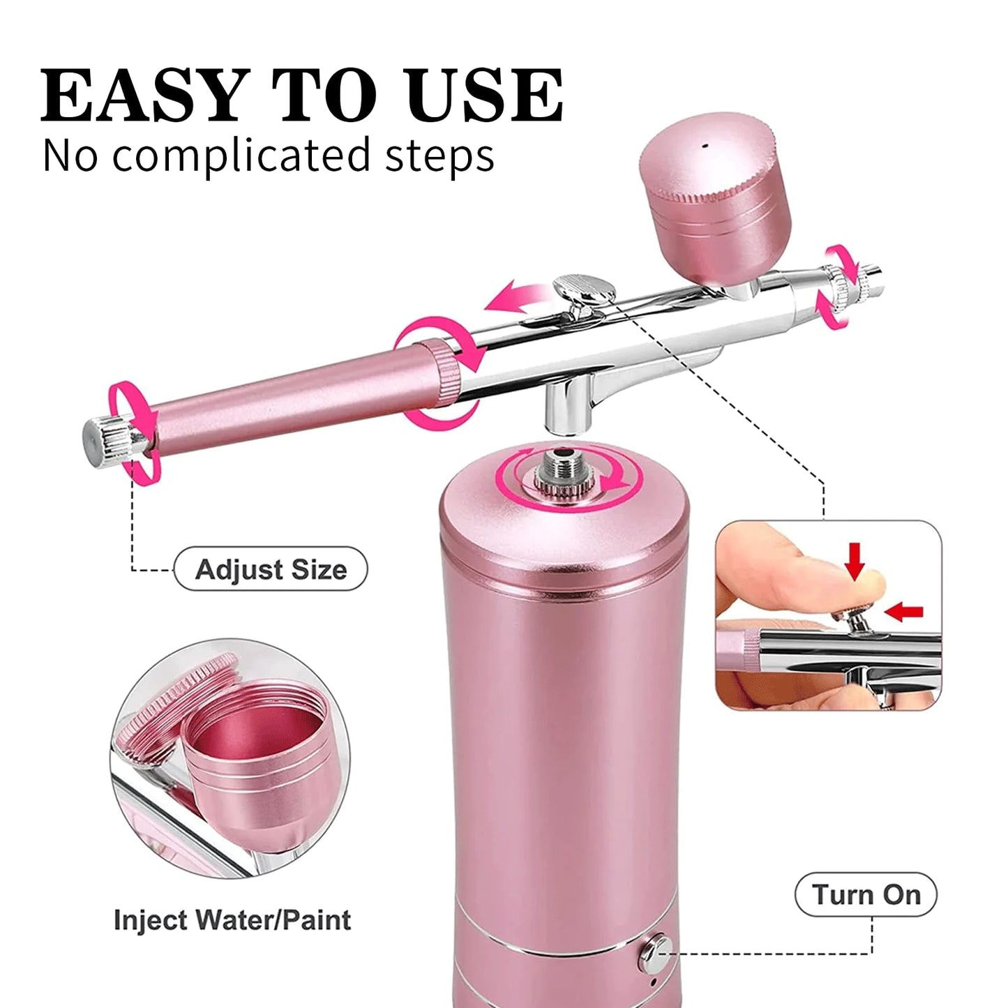Airbrush Kit Air Brush Kit With Air Compressor Nail Charms Wireless Air Brush for Barber, Nail Art, Makeup, Model Painting (Pink - with extension Beauty and Personal Care crpen