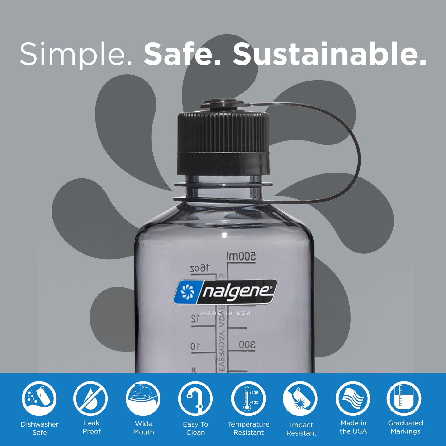 Nalgene Sustain Tritan BPA-Free Water Bottle Made with Material Derived from 50% Plastic Waste (using ISCC certified mass balance), 16 OZ, Narrow…