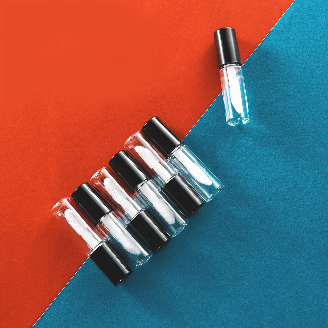 Beautyflier 20 Pack 1.5 ml Empty Lip Gloss Tubes Containers Clear Mini Refillable Lip Balm Bottles with Rubber Inserts for Lipstick Samples Travel DIY