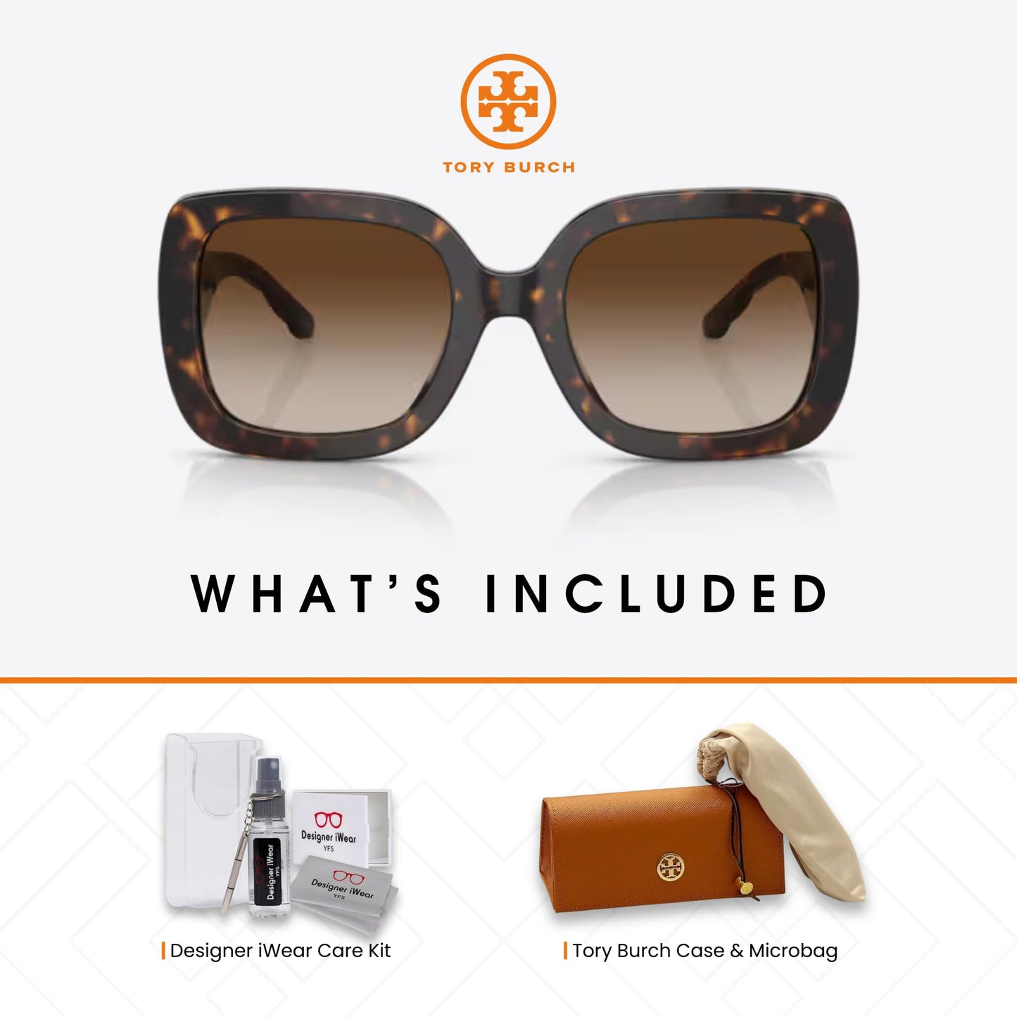Tory Burch TY7179U 172813 54MM Dark Tortoise/Brown Gradient Cateye Sunglasses for Women +BUNDLE with ACCESSORY EYEWEAR KIT