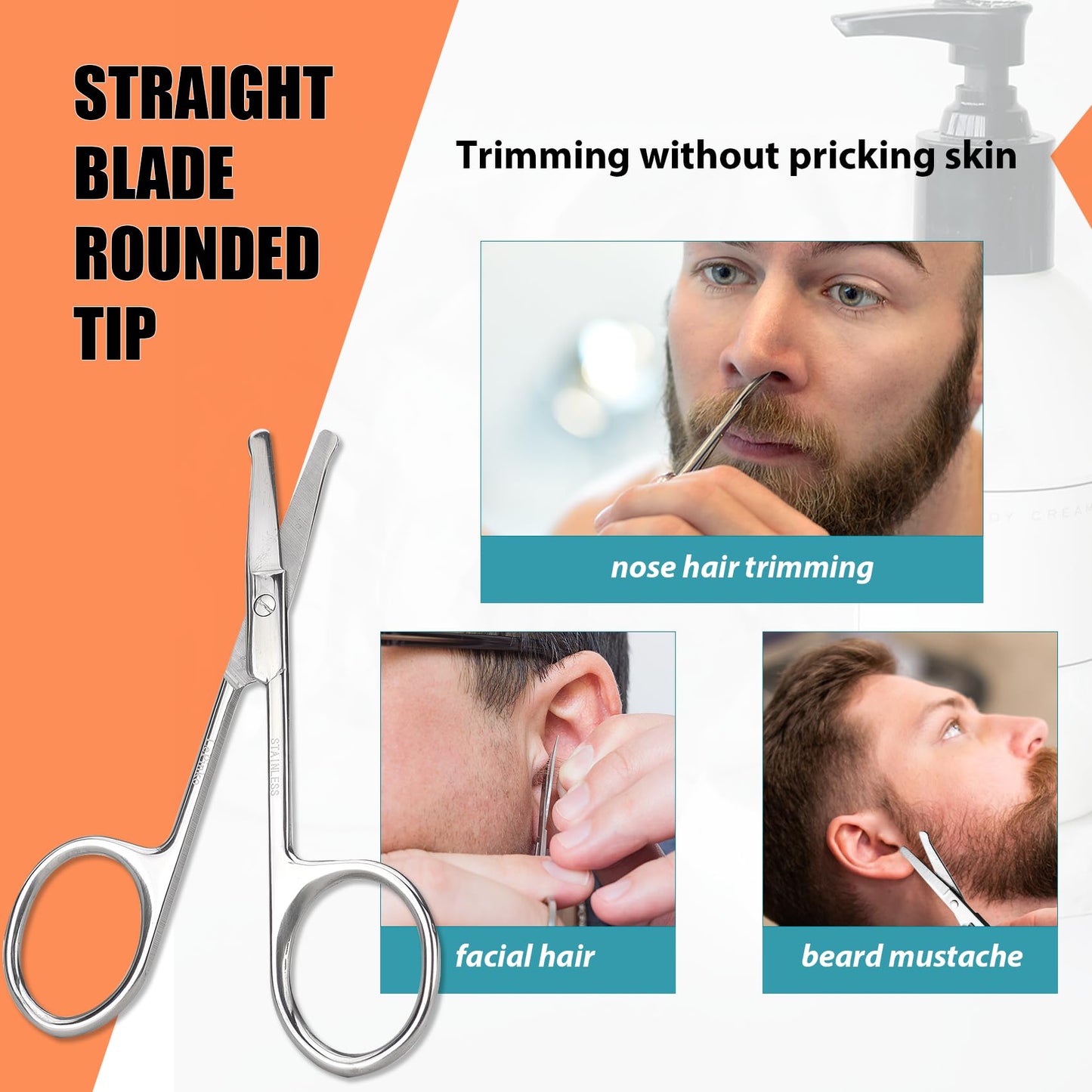 Facial Hair Small Grooming Scissors For Men Women - Eyebrow, Nose Hair, Mustache, Beard, Eyelashes, Ear Trimming Kit - Curved and Rounded Safety Tip Beauty and Personal Care LePinko