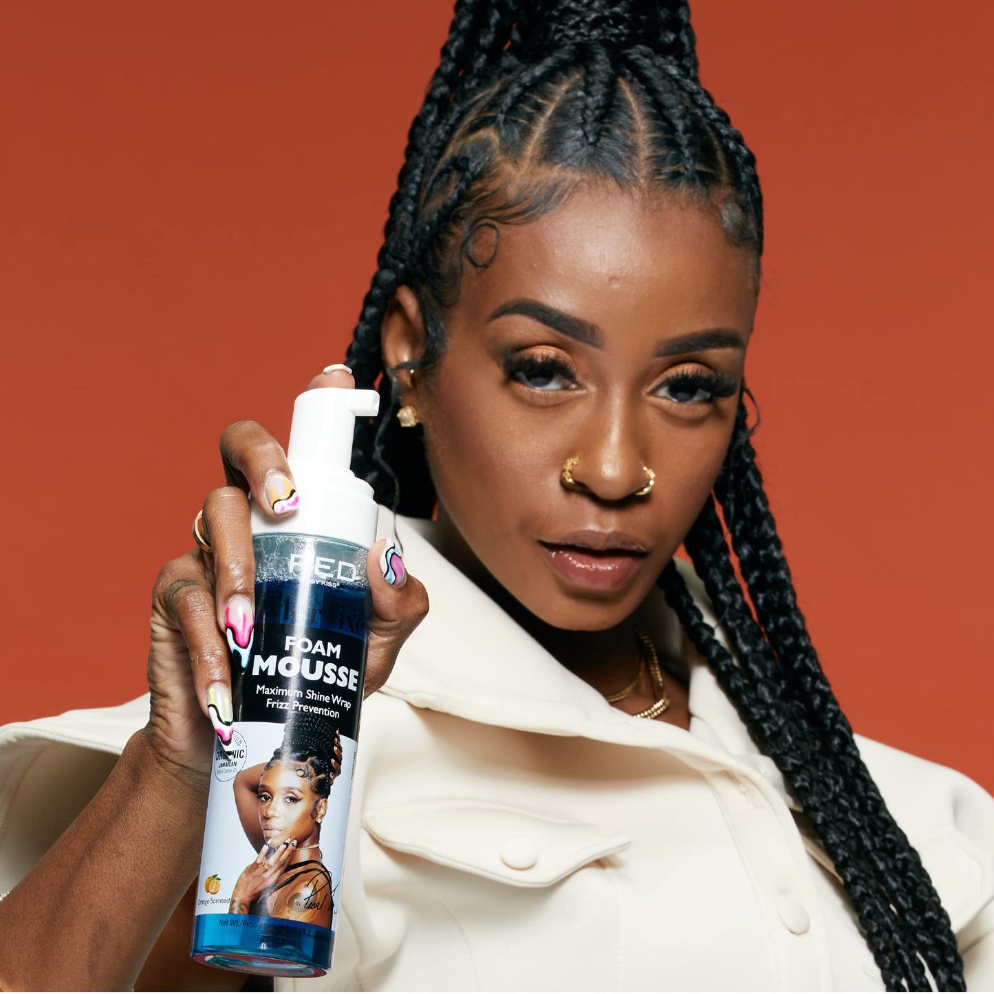 Red by Kiss Foaming Mousse, Maximum Shine Wrap Mousse, Reduce & Prevent Frizz, Define Curls, Hold Styles, Nourishes Dry and Crips Hair, Enriched