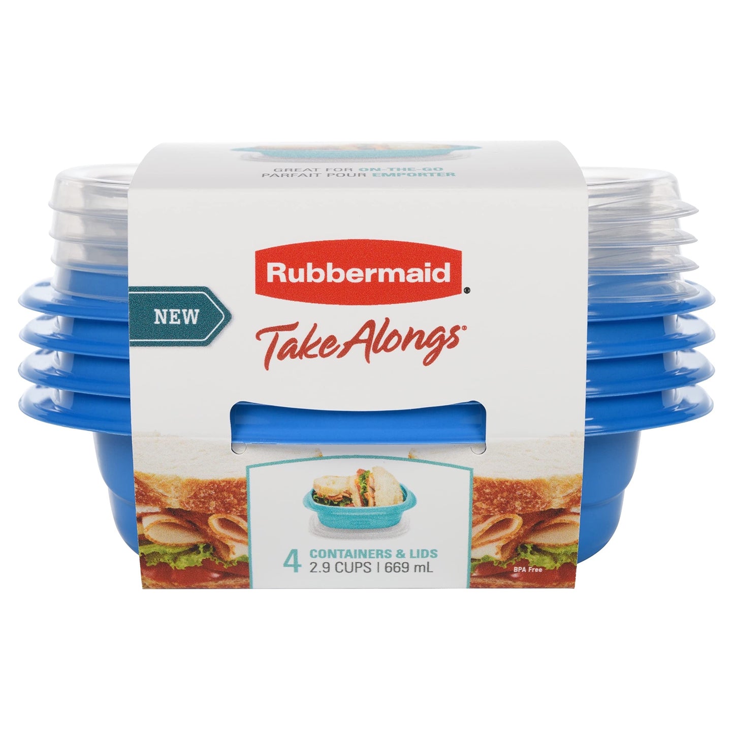 Rubbermaid TakeAlongs Food-Storage Container, Snack Food Storage OS 2.9 Cups 4PK