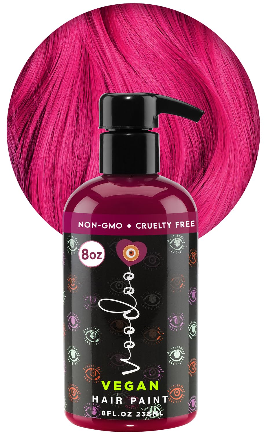 MOEHAIR Semi-Permanent Hair Color | Magenta Hair Dye 8 Oz | Voodoo Highest Love Magenta Hair Color | Temporary Hair Dye for Dark Hair | No Ammonia