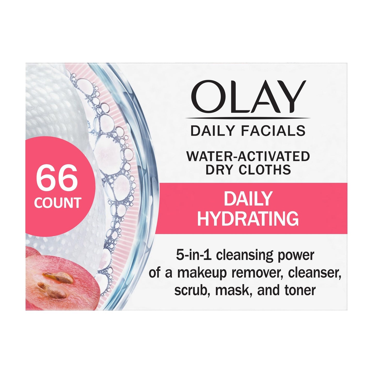 Olay Daily Deeply Clean 4-in-1 Water Activated Cleansing Face Cloths 33ct (Pack of 5)