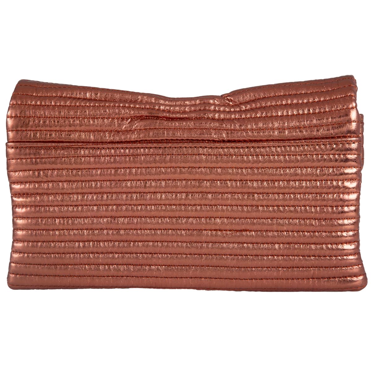 JNB Faux Leather Metallic Quilted Envelope Clutch,Bronze44