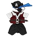 DolliBu Pirate Stuffed Animal Dress Up Costume Set - Pirate Shirt Belt Vest, Pants, Skull Pirate Hat, Eye Patch, Cute Teddy Bear Outfit - Large For 8…
