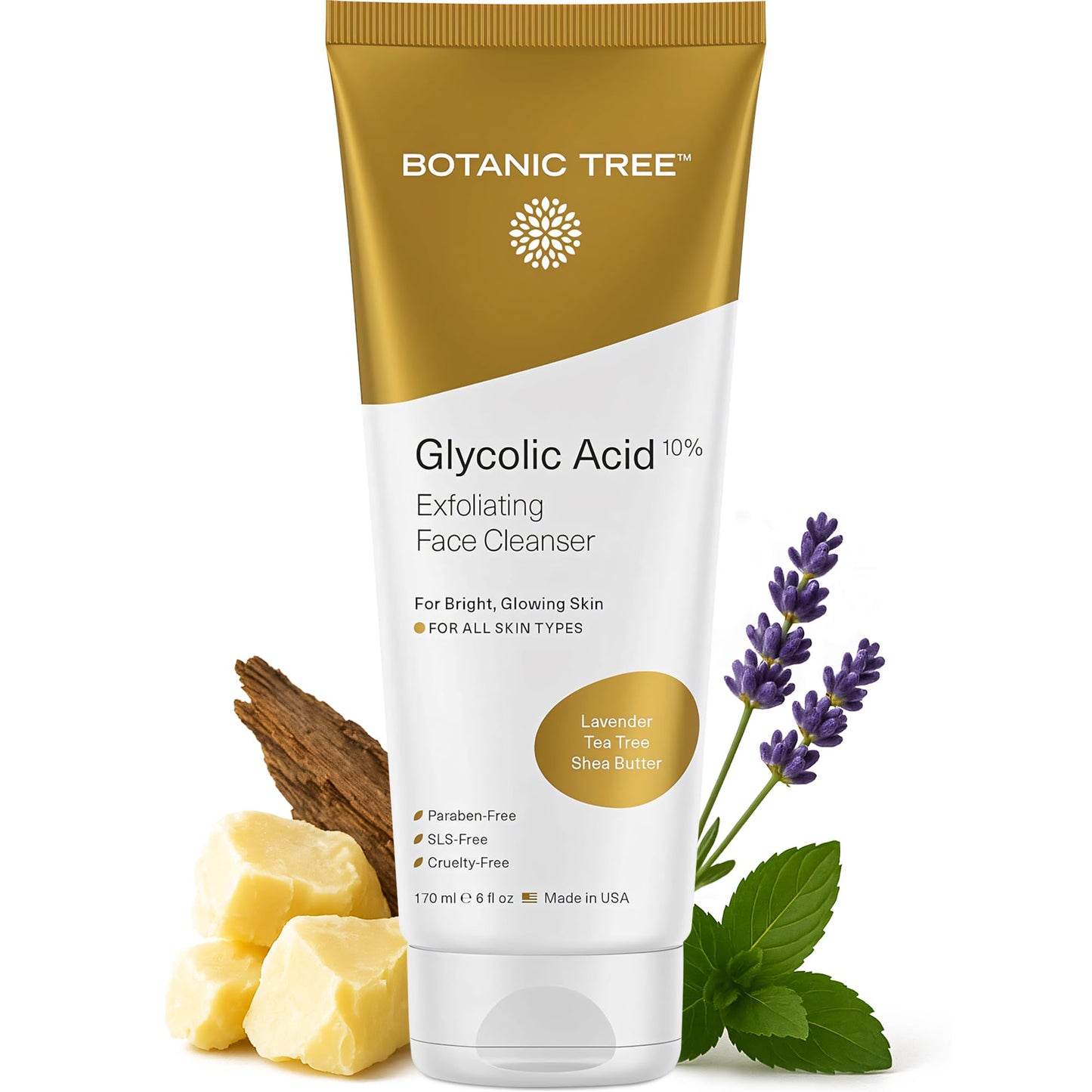 Botanic Tree Glycolic Acid Face Wash - Facial Cleanser and Scrub - 10% Glycolic Acid, AHA - Salicylic Cleanser - 6 fl. oz Beauty and Personal Care Botanic Tree Default Title