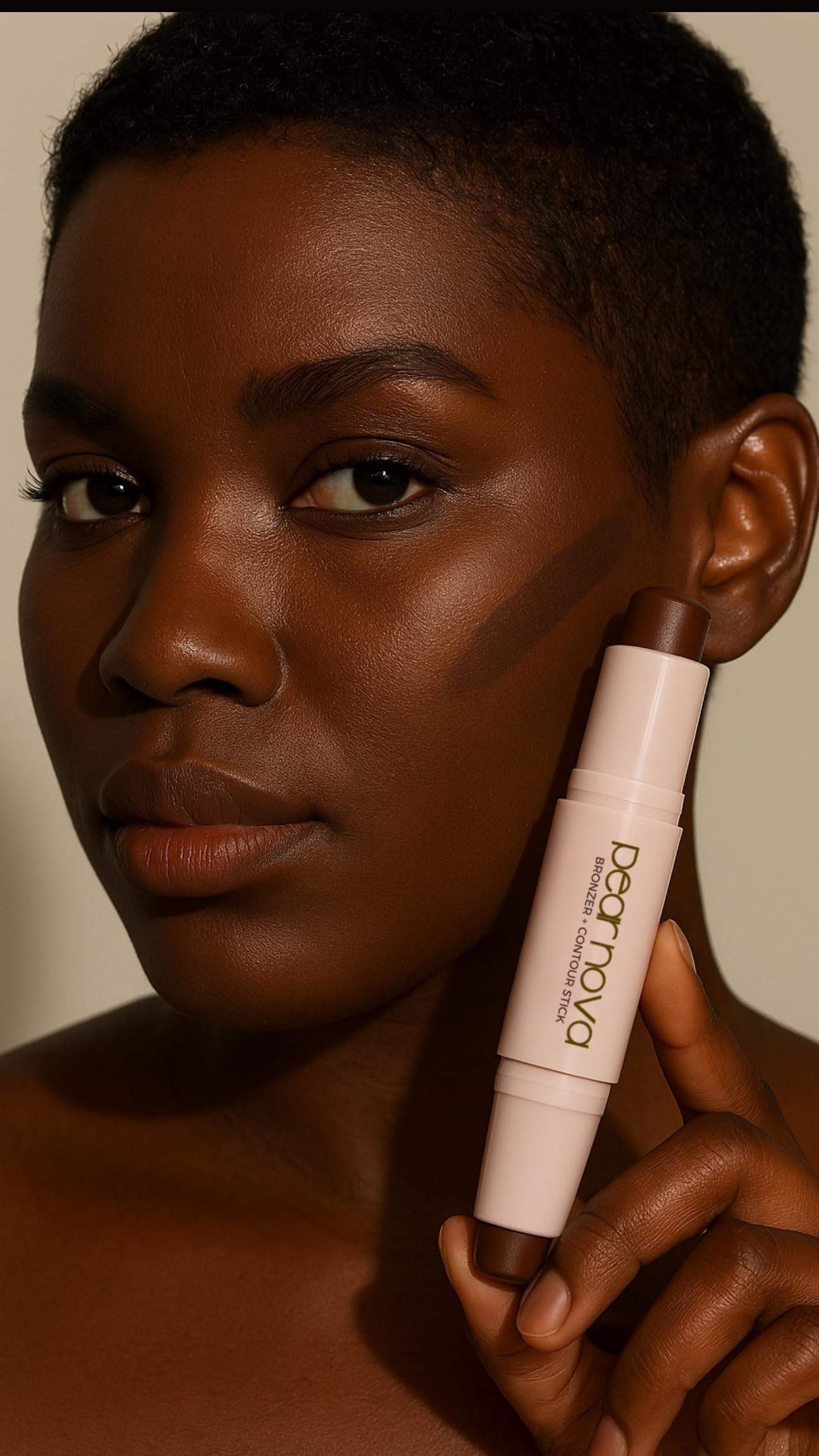 Pear Nova Bronzer and Contour Stick, 2-in-1 Cream Formula (Deep)