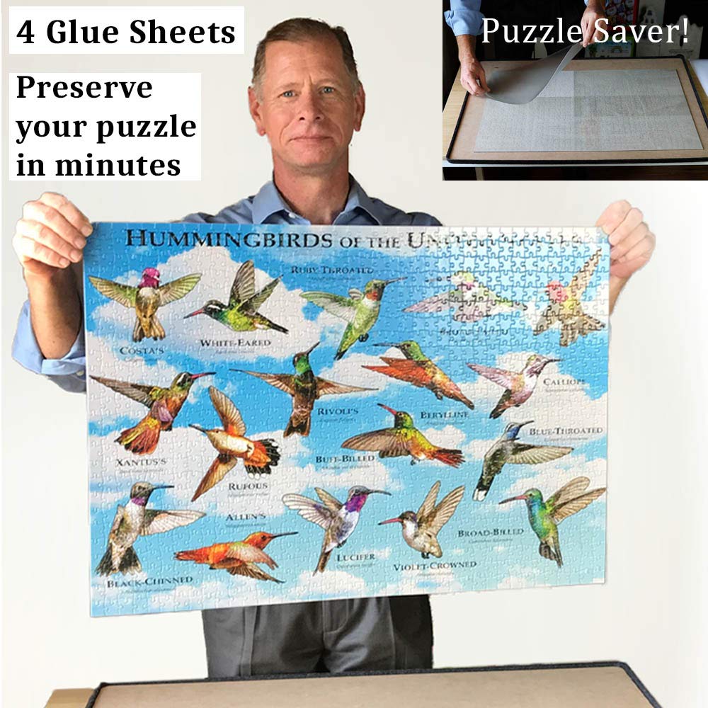 Puzzle Glue Sheets Clear Extra Large Puzzle Saver Peel and Stick - Preserve 1000 Piece Puzzles in Minutes