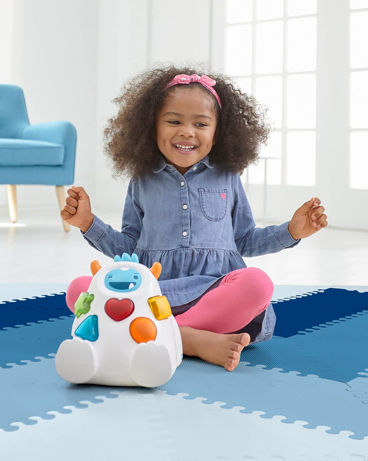 Skip Hop Baby Play Mat, Interlocking Foam Floor Tiles, 70" x 56", Playspot, Blue/Ombre