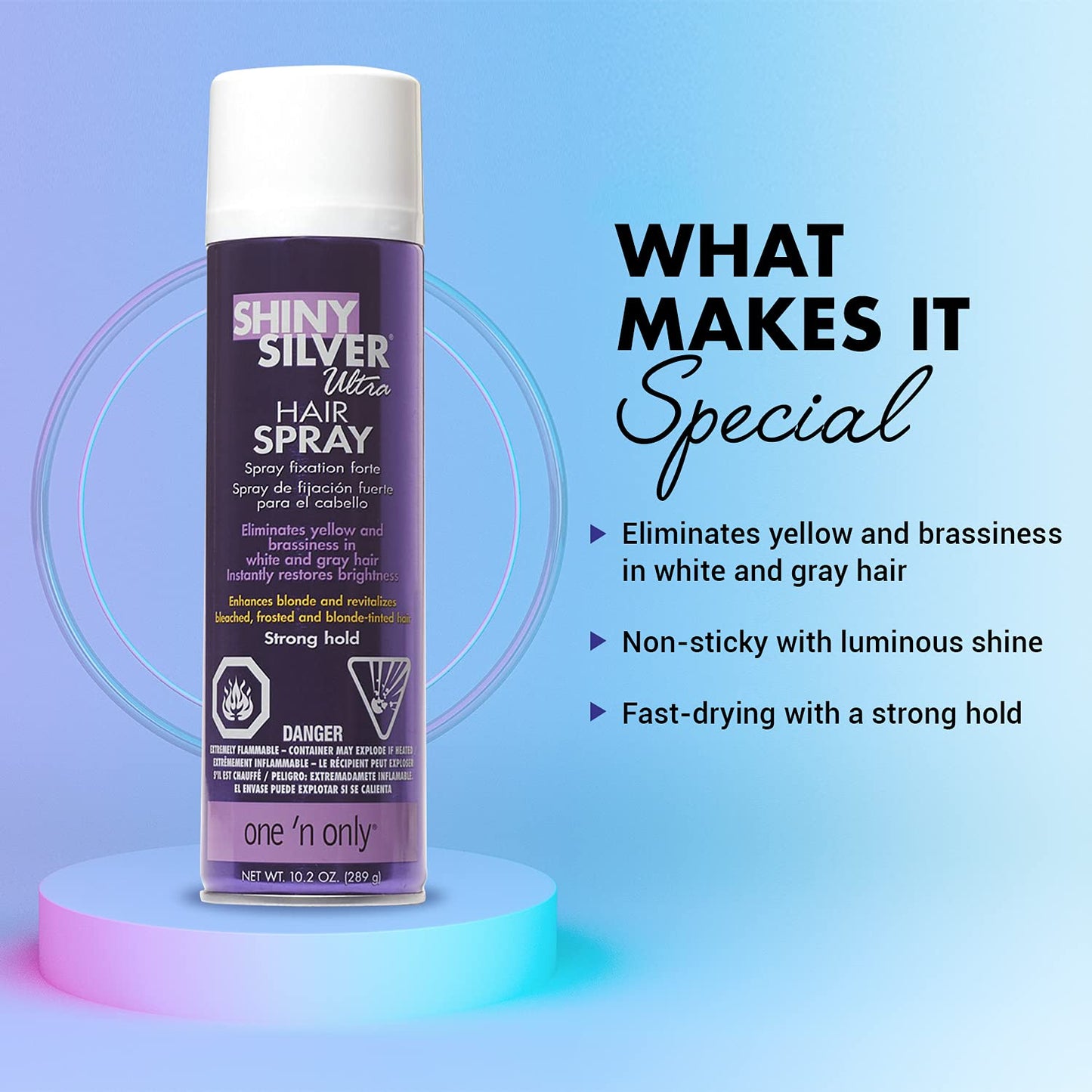 Shiny Silver Ultra Hairspray Strong Hold 10.2 Ounce (301ml) (2 Pack)