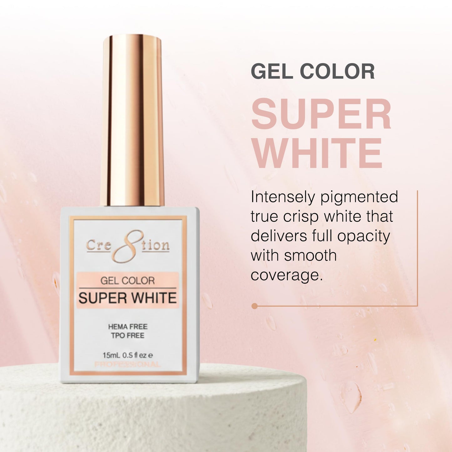 Cre8tion Super White Soak-Off Gel Polish, Highly Pigmented Opaque White for French Tips & Nail Art, HEMA-Free, TPO-Free, 0.3 oz Beauty & Personal Care Cre8tion