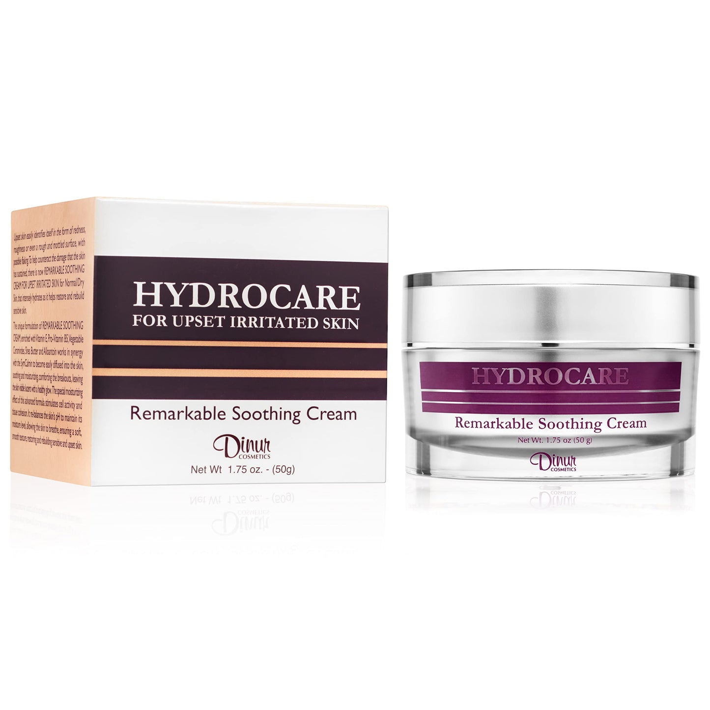 Dinur Cosmetics Hydrocare Remarkable Soothing Cream for Normal/Dry Skin Best for Irritated Skin Soothing & Moisturizing Cream Leave Healthy Glow 1.75