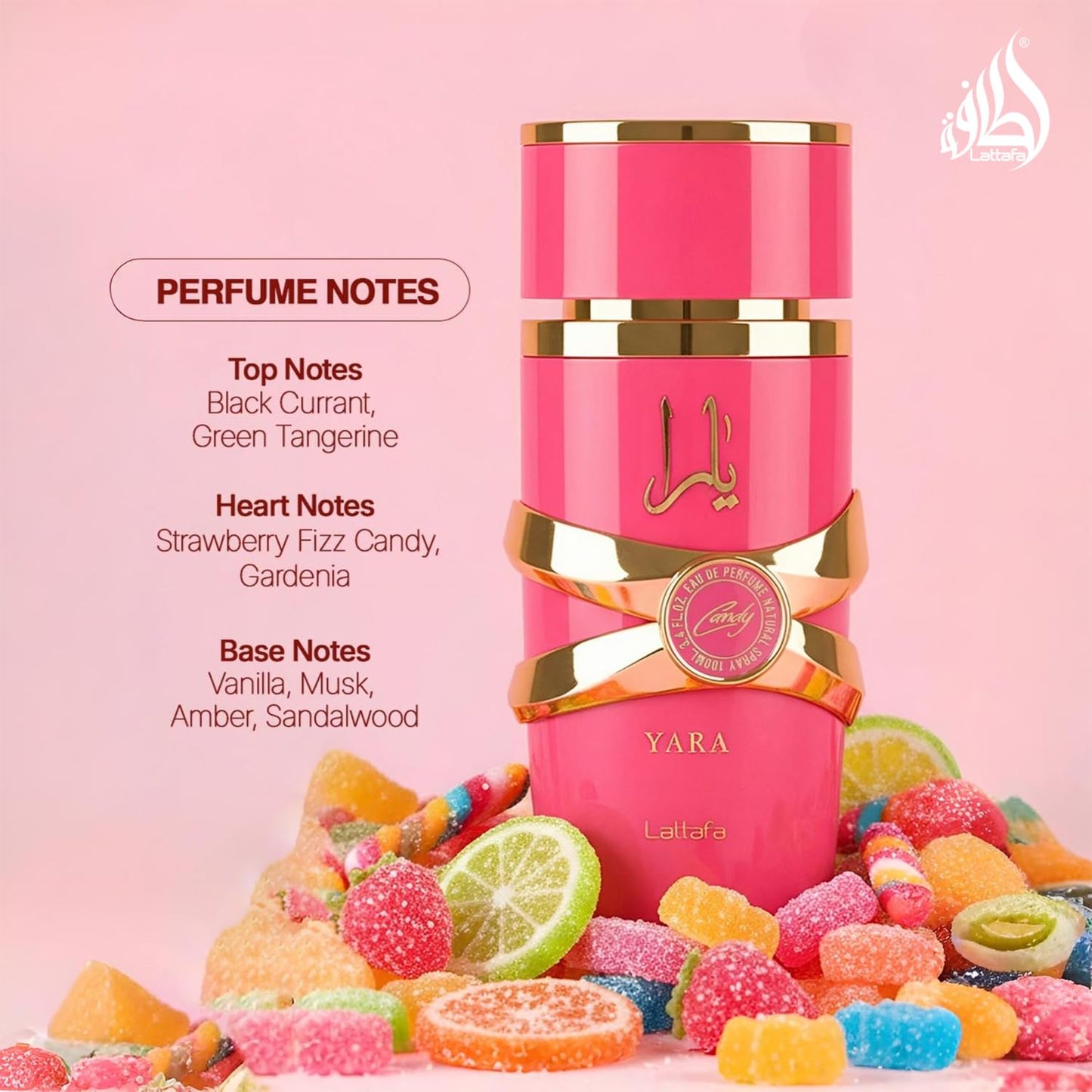 Lattafa Yara Candy - Vanilla, Fruity, Citrus, Floral - Eau de Parfum Long-Lasting Fragrance for Women, 3.40 Ounce / 100 ml Beauty and Personal Care Lattafa