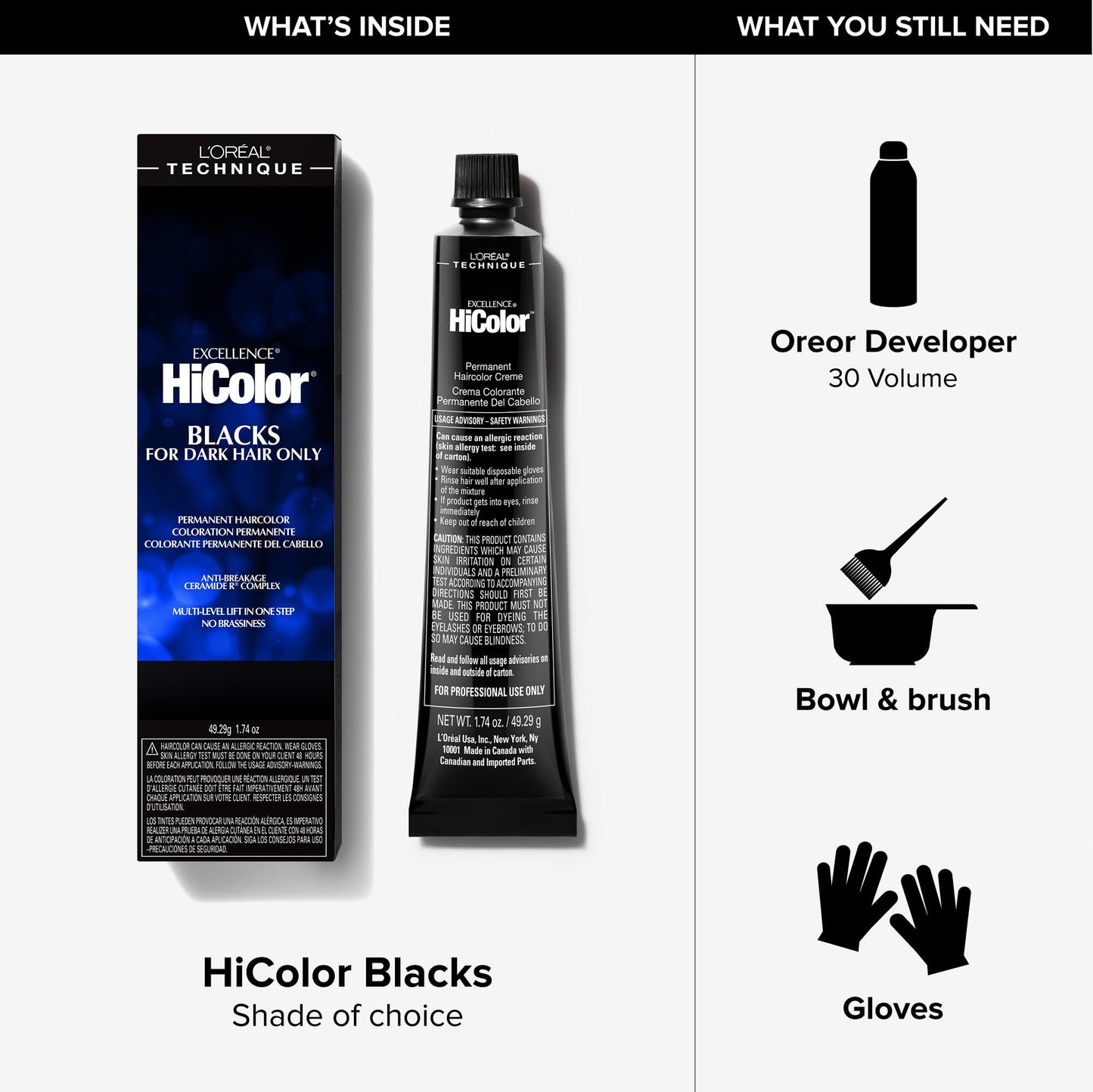 L'Oréal Technique HiColor Violet & Blacks Permanent Hair Color - Anti-Breakage Ceramide R Complex, Multi-Lift with No Brassiness, For Dark Bases, Long Beauty and Personal Care L'OREAL TECHNIQUE