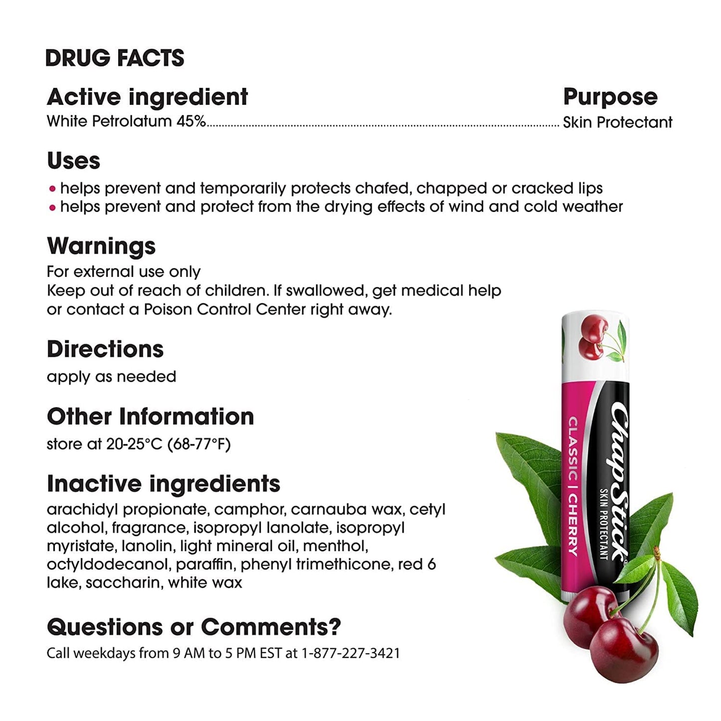 ChapStick Classic Lip Balm SPF 4 Cherry, 0.15 Ounce (Pack of 3)