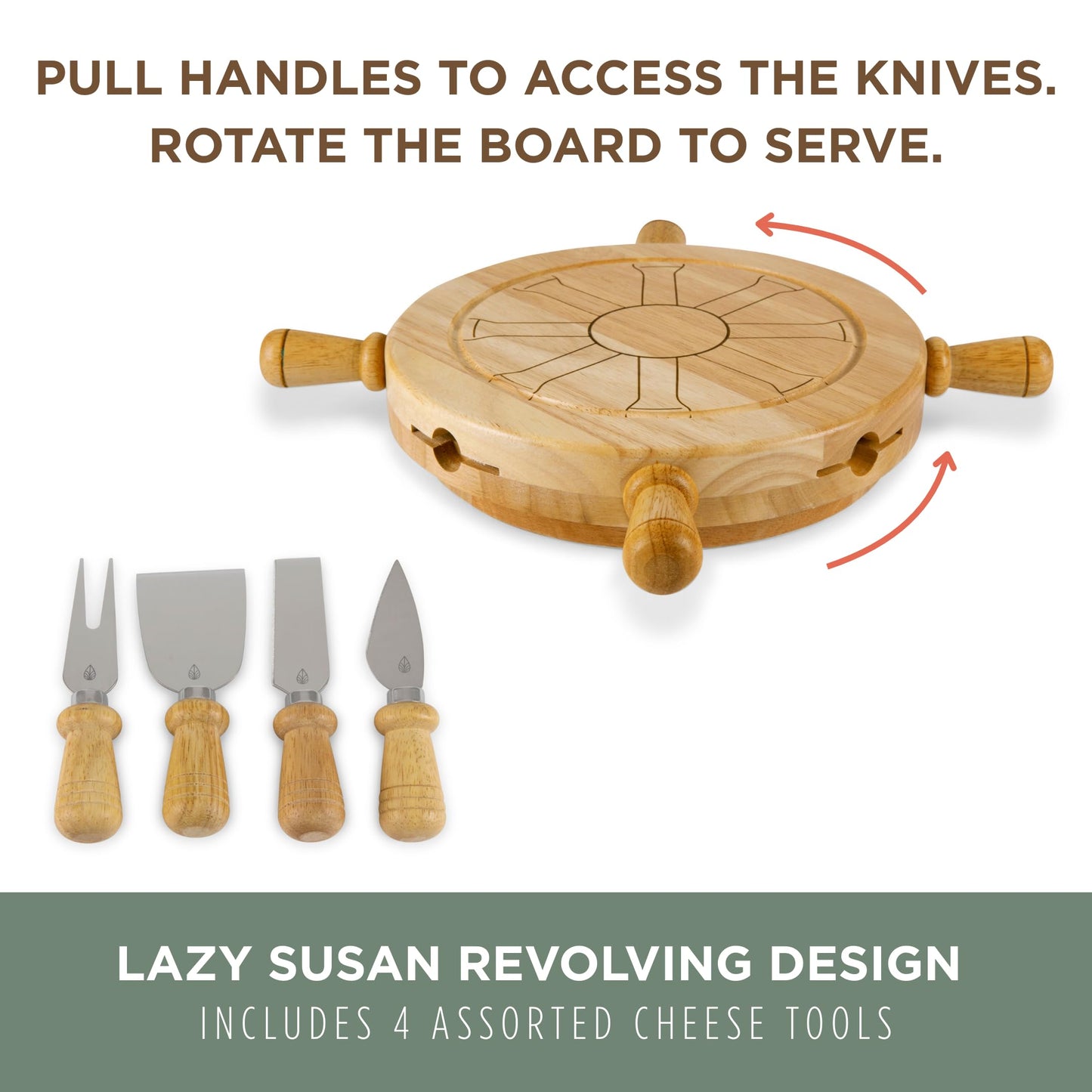 PICNIC TIME Mariner Cheese Board and Knife Set, Novelty Charcuterie Board Set with Stainless Steel Tools Housed in Helm Case Under the Lid…