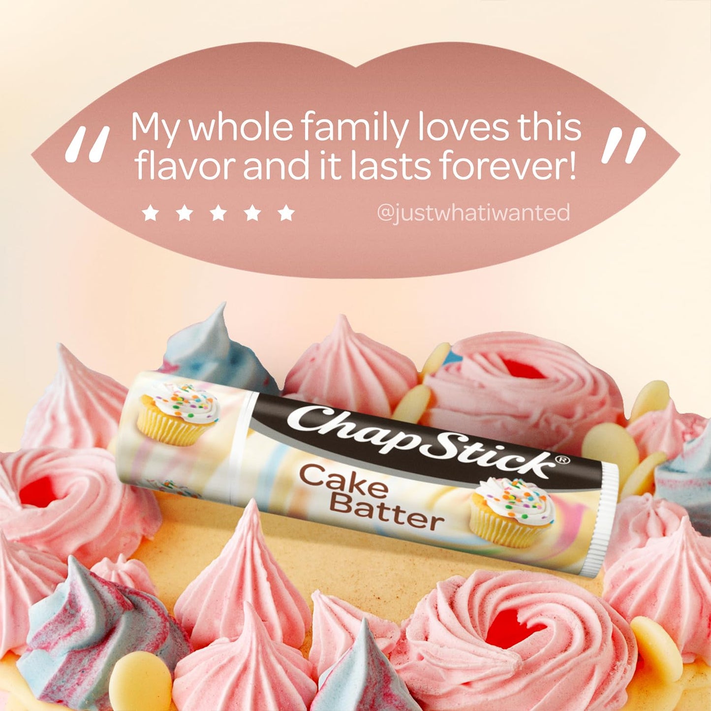 ChapStick Bulk Lip Balm, Cake Batter, 12-Pack - Delicious & Sweet Lip Moisturizer for Dry Lips, Birthday Gifts, Stocking Stuffers, 0.15