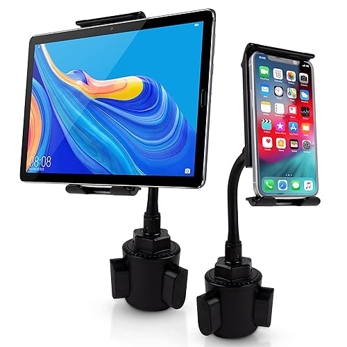 Fast Track USA Car Cup Holder Phone Mount 2 in 1 Cup Holder Tablet Mount & Cup Phone Holder for Car with Adjustable Base - iPad Car Holder, Tablet…
