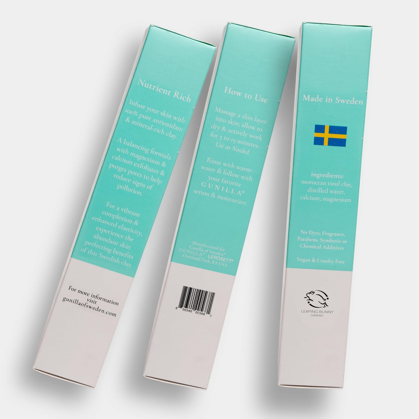 GUNILLA Skin Perfecting Clay Mask, Vegan, No Additives, 3-in-1 Deep Pore Cleansing Facial Mask, Refining, Detox & Spot Treatment, All-Natural