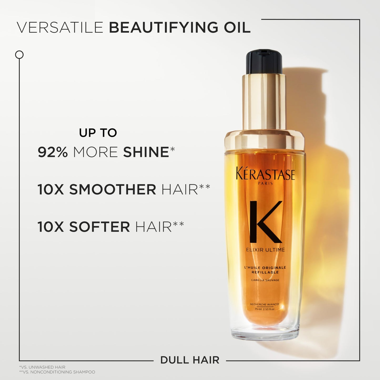 Kerastase Elixir Ultime Refillable Hair Oil - Hydrates & Smoothes Frizz, Adds Shine, With Wild Camellia, Nourishes & Strengthens Hair, For All Hair Beauty and Personal Care KÉRASTASE