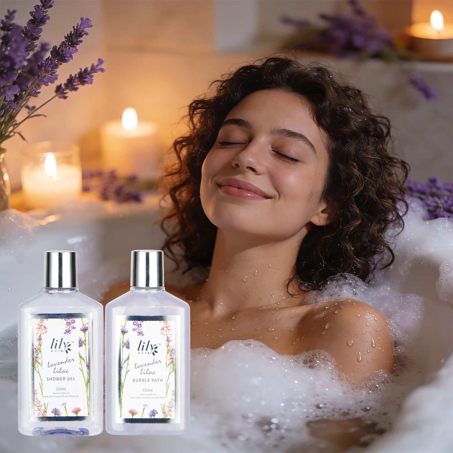 Mothers Day Gifts for Women - 15-Piece Lavender Bath and Body Gift Basket Set for Women, Spa Gift Basket, Bath Set | Birthday, Valentines Day Gifts