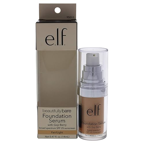 e.l.f. Beautifully Bare Foundation Serum SPF 25, Luminous, Lightweight, Sheer Coverage, Minimizes Pores & Fine Lines, Brightens, Restores, Dewy
