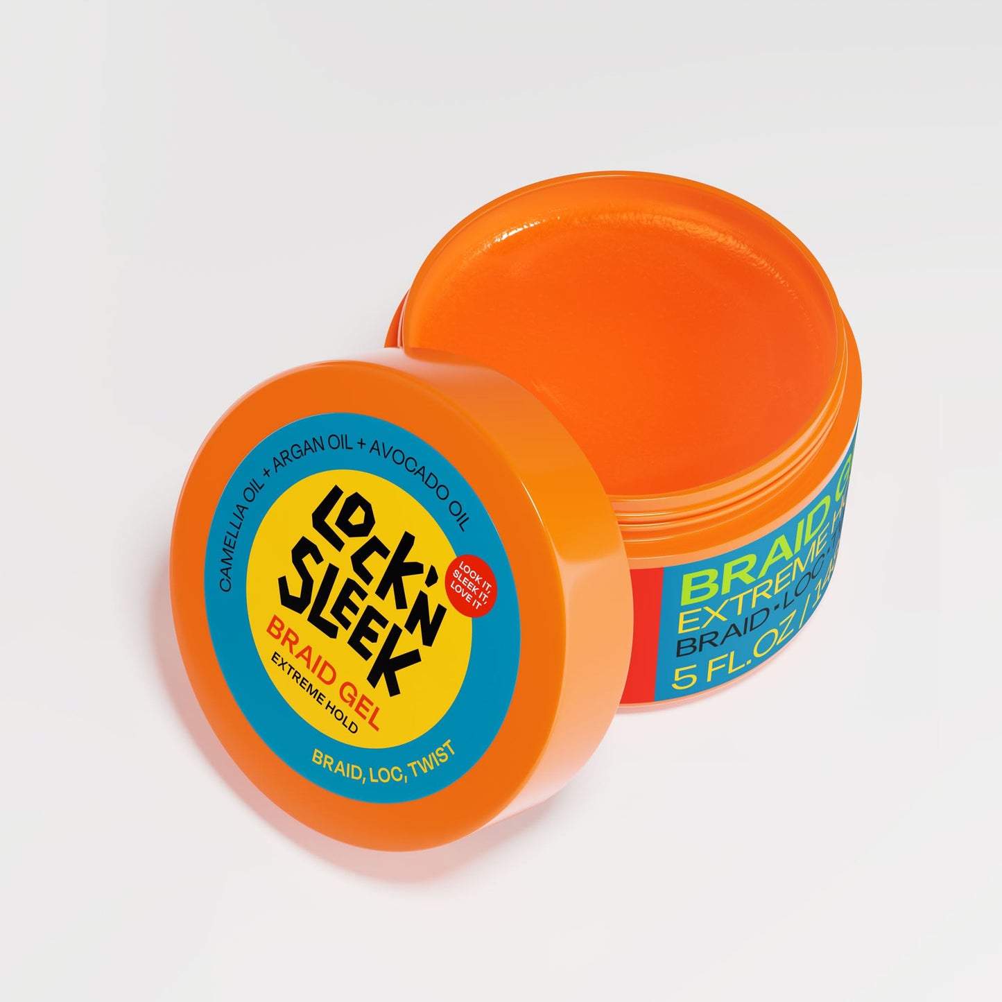 LOCK'N SLEEK Braid Gel (15 oz), Extreme Hold, Flake-Free, High Shine Edge Control - Argan, Camellia, Avocado Oil - For Locks, Braids, Twists, Cornrows
