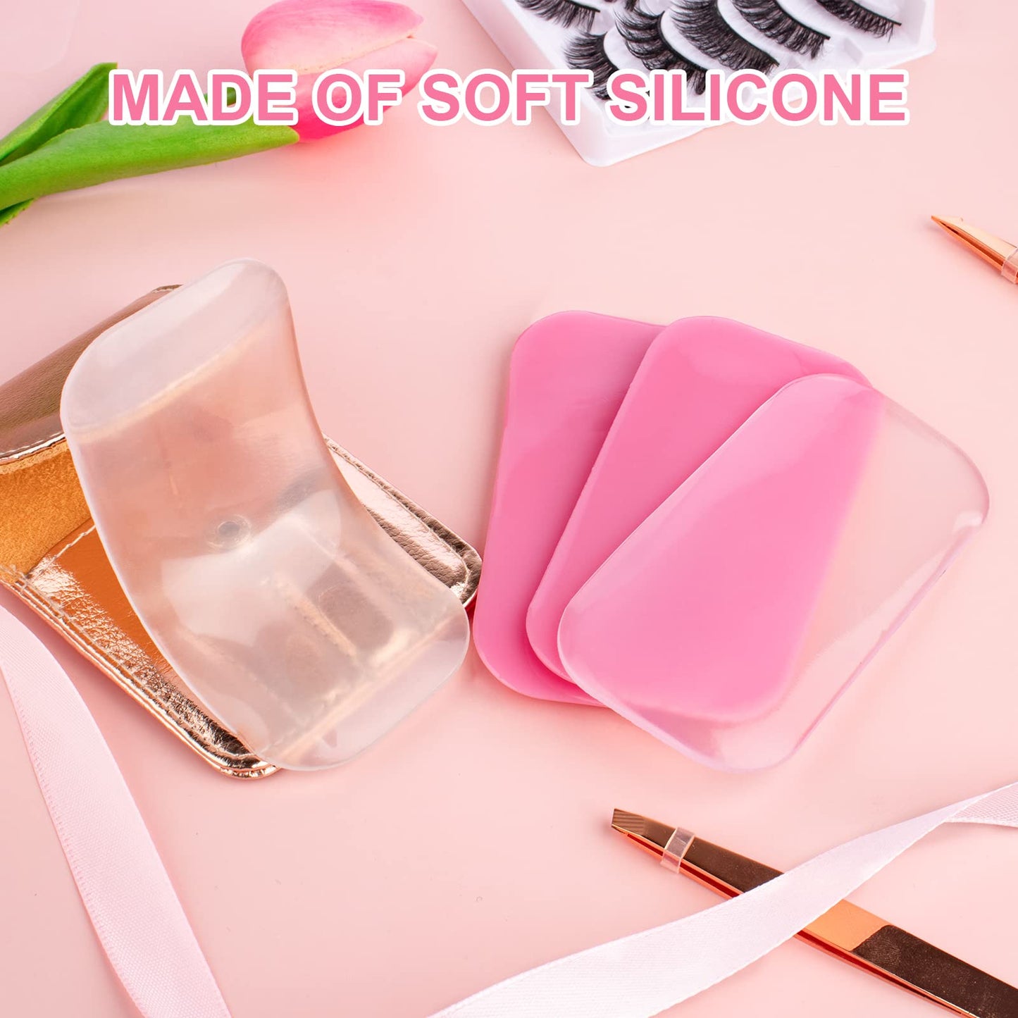 4 Pieces Silicone Lash Pad Rectangle Silicone Eyelash Extension Pad Loose False Lashes Holder Lash Grafting Gasket Pallet Reusable Silicone Pad