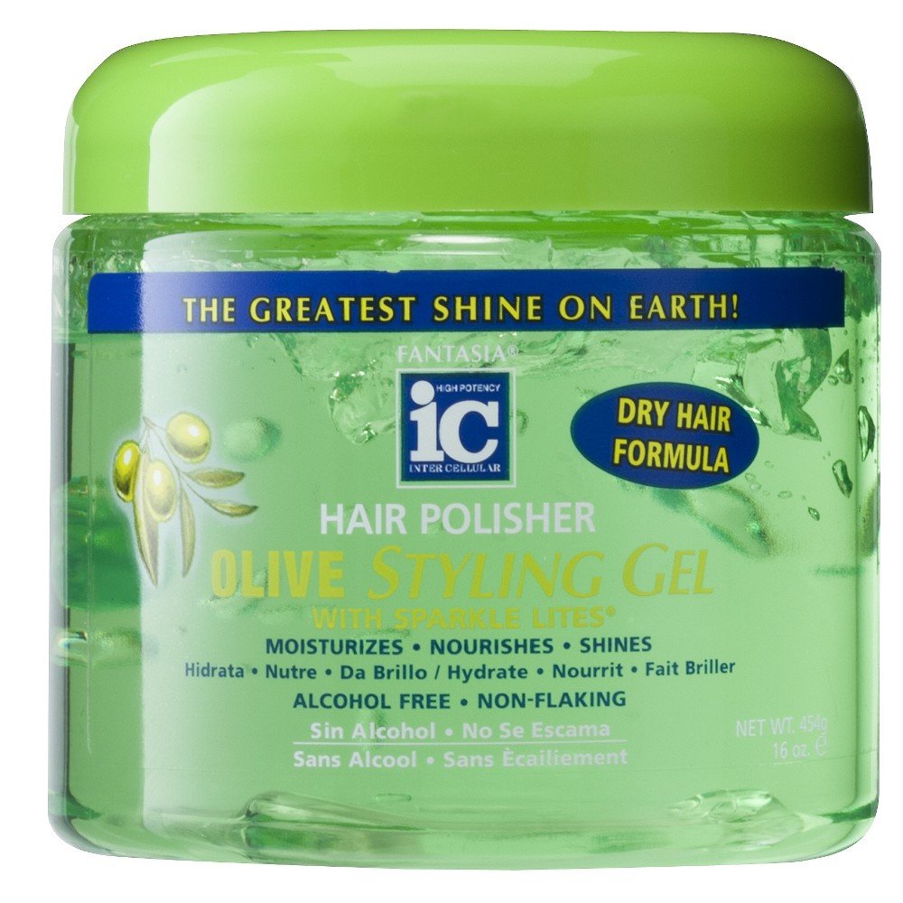 Fantasia Ic Hair Polisher Olive Styling Gel With Sparkle Lites, 16 Oz