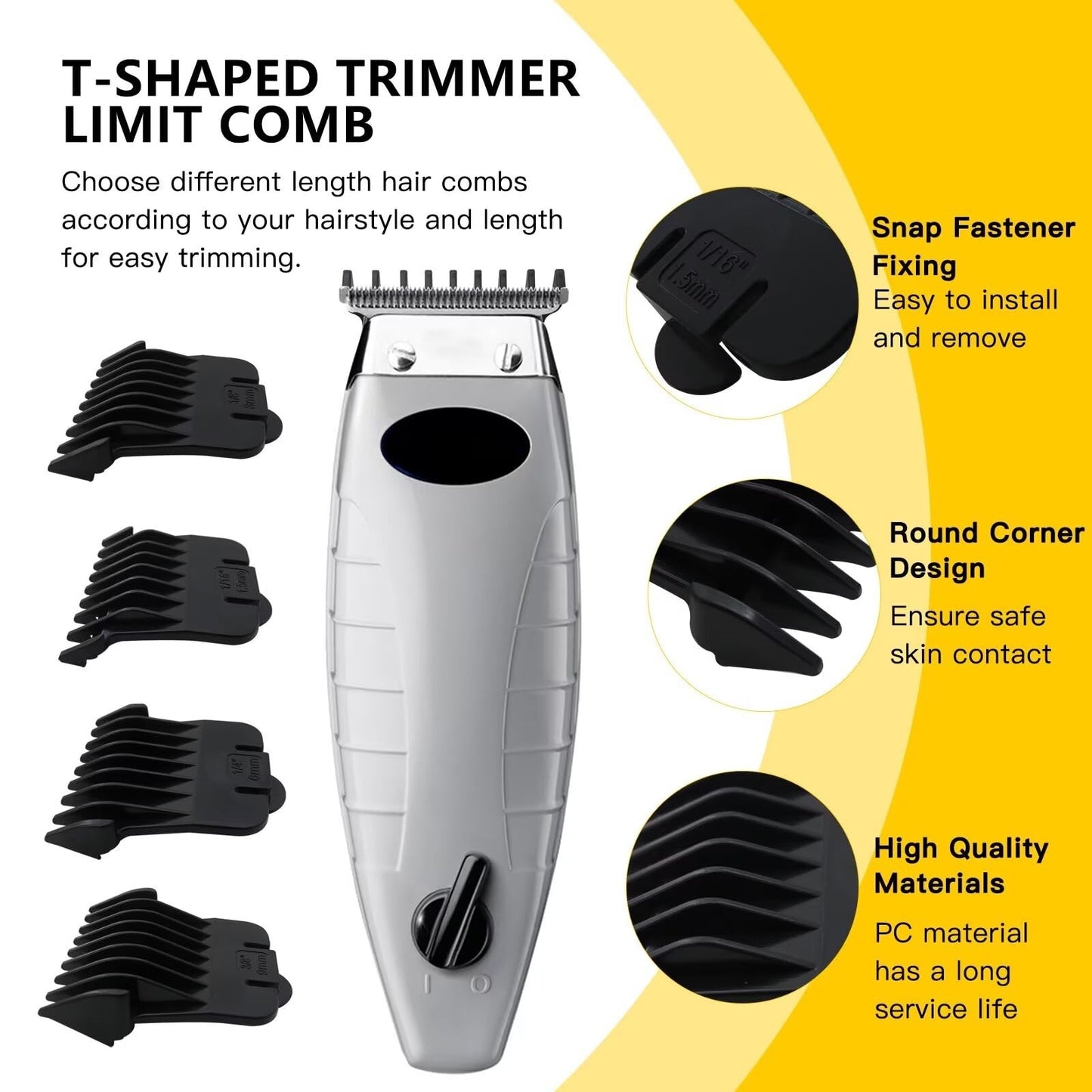 4 Pack Black T-Outline-rs Guards for Andis T Outline-r, Snap-on Blade Attachment Combs Set with Brush Beauty and Personal Care USonline911