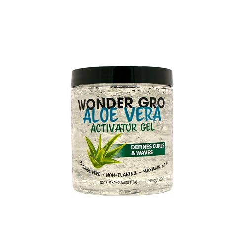 Wonder Gro Aloe Vera Activator Gel, 20 fl oz - Non-Flaking, Alcohol-Free - Defines Curls & Waves