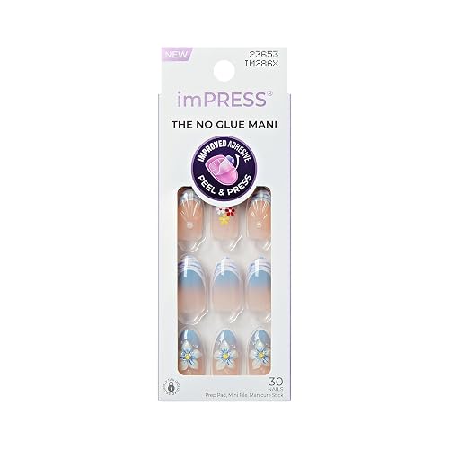 Kiss Impress No Glue Mani Press On Nails, Design, 'Amerie', Multicolor, Medium Size, Almond Shape, Includes 30 Nails, Prep Pad, 1 Manicure Stick, 1 Beauty & Personal Care imPRESS
