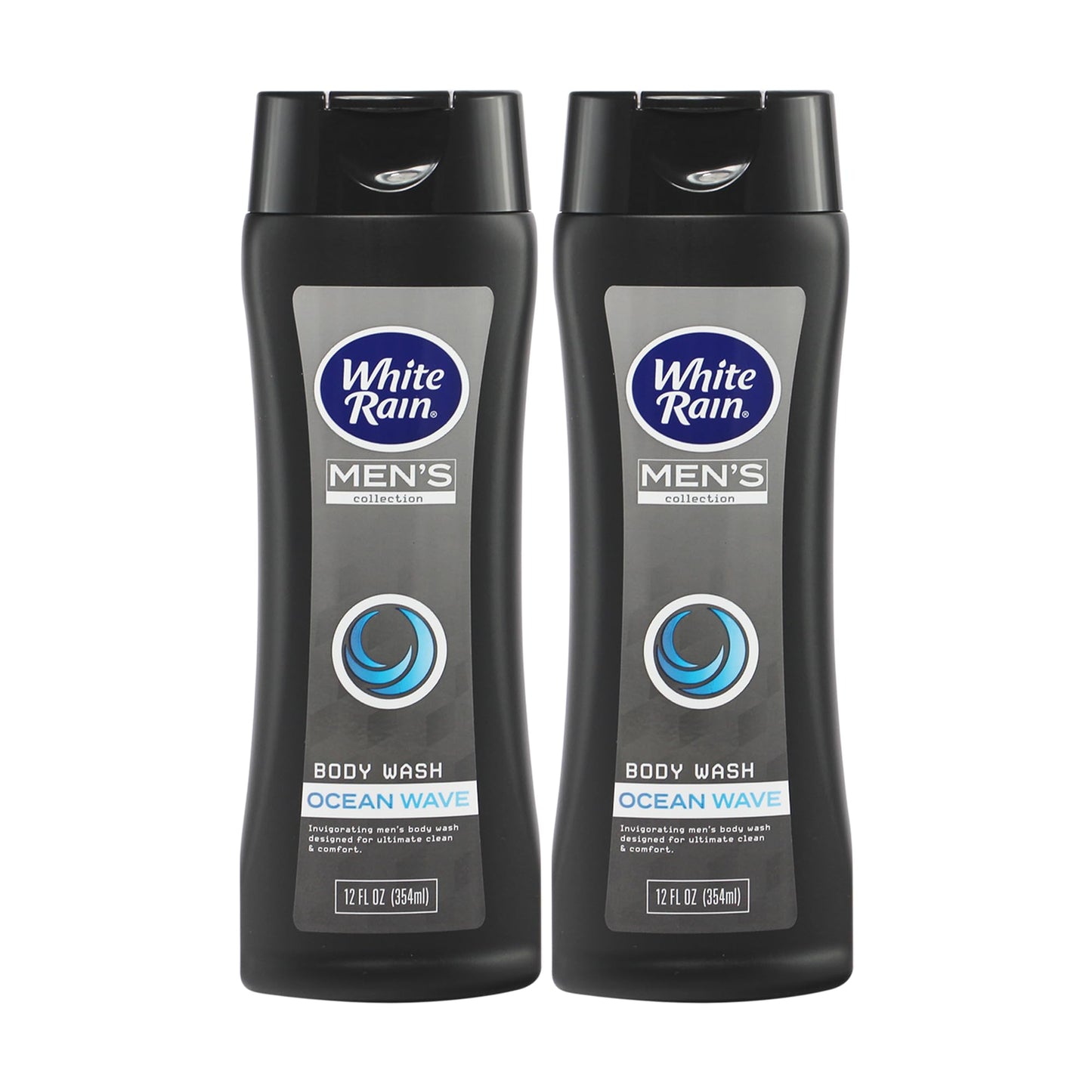 White Rain Mens Body Wash, 12 fl oz, Pack of 2 - Body Wash for Men with Vitamin E, Aloe & Marine Extracts, Paraben Free Shower Gel, Cool Ocean Wave