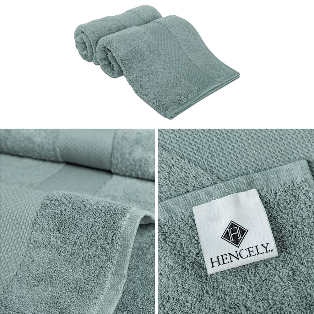 Hencely Luxury Hand Towel - Set of 2 (16x28 Inches) - Soft Turkish Cotton, Absorbent, Quick-Drying Face, Body, Kitchen, and Bathroom Towel (Hand…