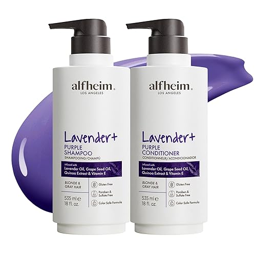 ALFHEIM Lavender+ Purple Shampoo & Conditioner Set for Blonde, Silver & Color-Treated Hair - Deeply Hydrates & Restores Cool Radiance - with Quinoa